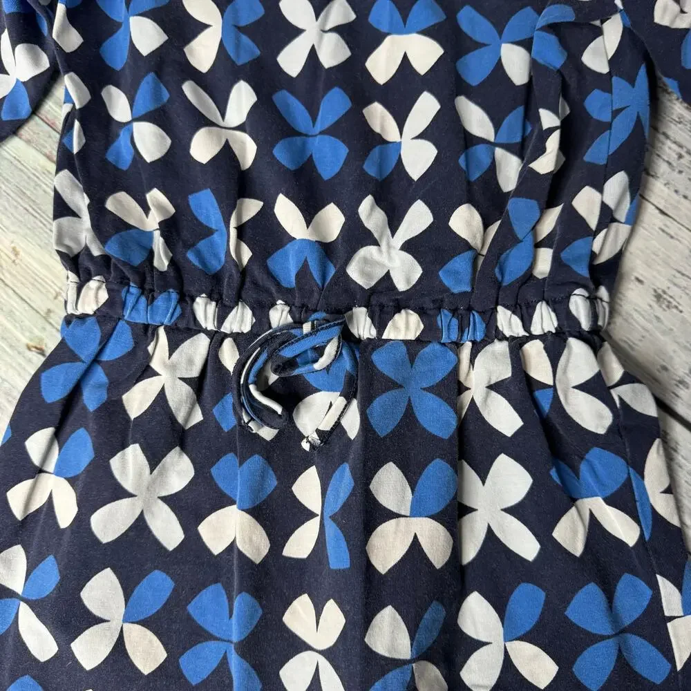 Hanna Anderson Little Girls Blue Print Dress Long Sleeve 6-7
